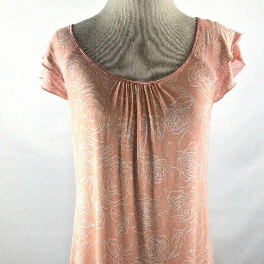 Charter Club Peach White Floral Short Nightgown XS